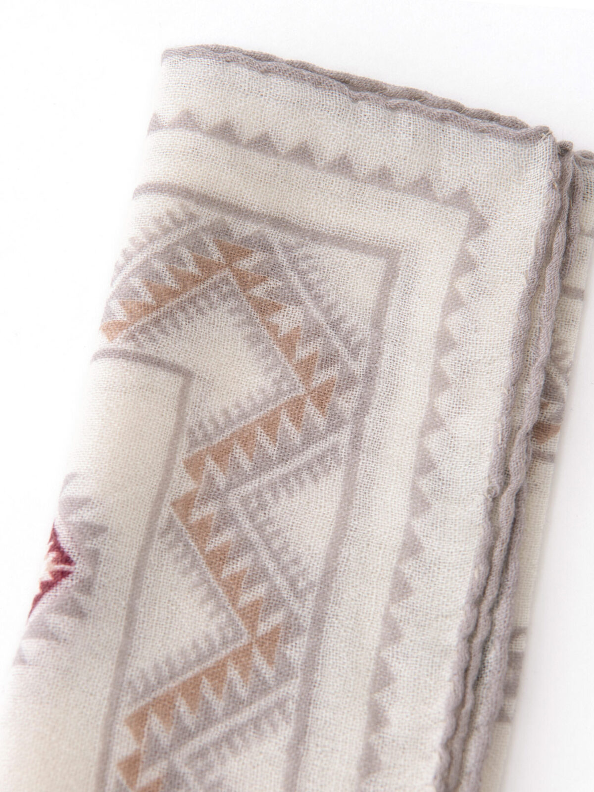 Off White Southwest Print Wool Pocket Square
