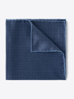 Navy and Light Blue Silk Pocket Square Product Thumbnail 1