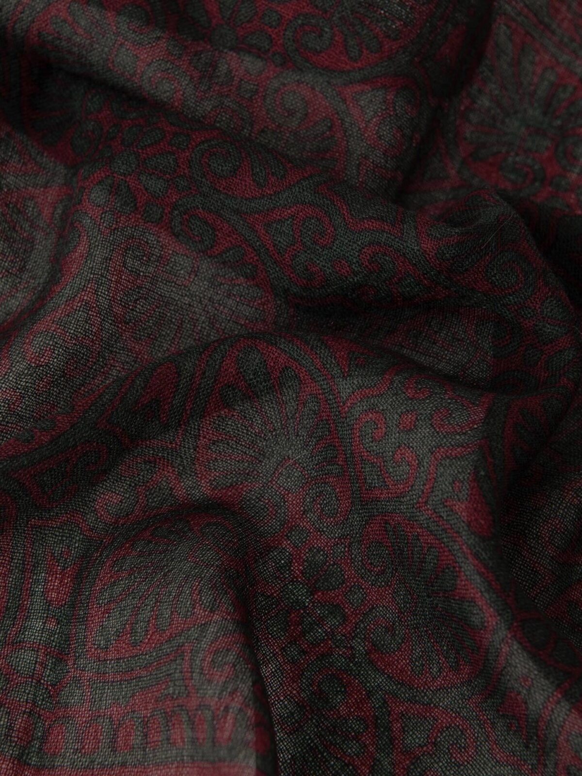 Faded Scarlet and Green Paisley Pocket Square