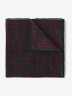 Faded Scarlet and Green Paisley Pocket Square Product Thumbnail 1