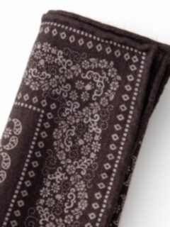 Dark Brown Floral Print Pocket Square Product Thumbnail 2