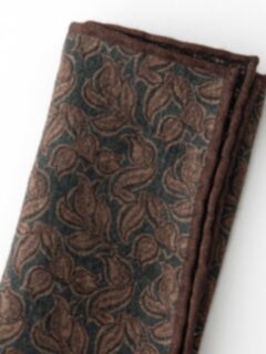 Green and Brown Floral Print Pocket Square Product Thumbnail 2