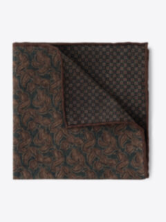 Green and Brown Floral Print Pocket Square Product Thumbnail 1