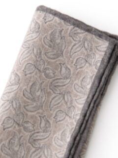 Light Grey and Beige Floral Print Pocket Square Product Thumbnail 2