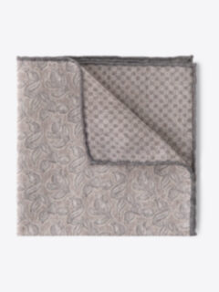 Light Grey and Beige Floral Print Pocket Square Product Thumbnail 1