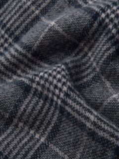 Grey and Navy Large Plaid Cashmere Scarf Product Thumbnail 3