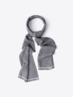 Black and White Glen Plaid Wool Scarf Product Thumbnail 1
