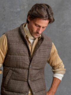 Cortina Mocha Plaid Wool Snap Vest Product Thumbnail 4