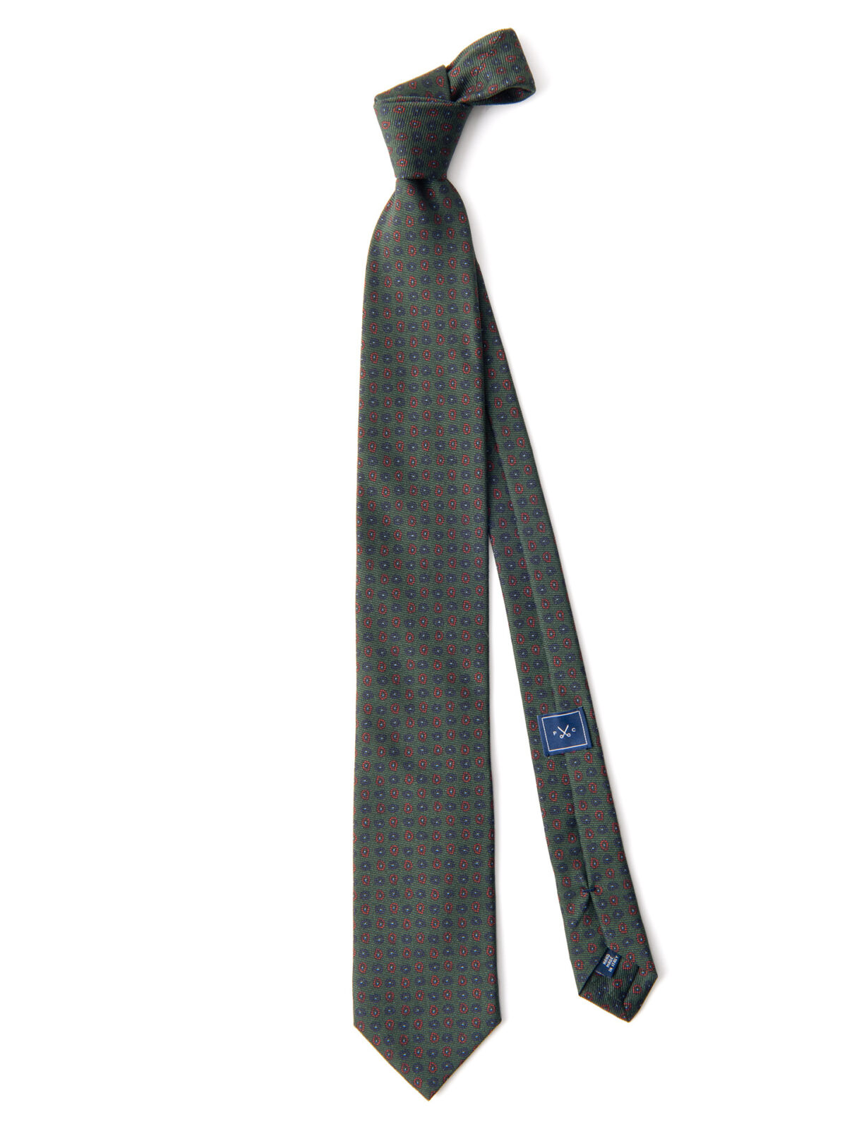 Green and Blue Small Paisley Print Tie