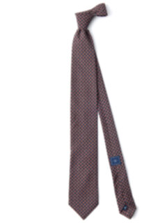 Navy and Terra Cotta Printed Silk Tie Product Thumbnail 2