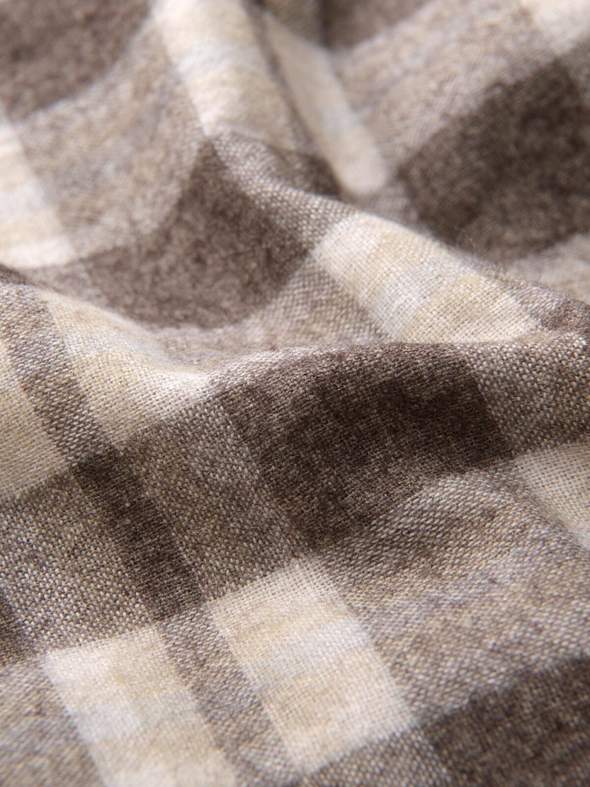 Brown and Beige Plaid Cashmere Blend Shirt Jacket