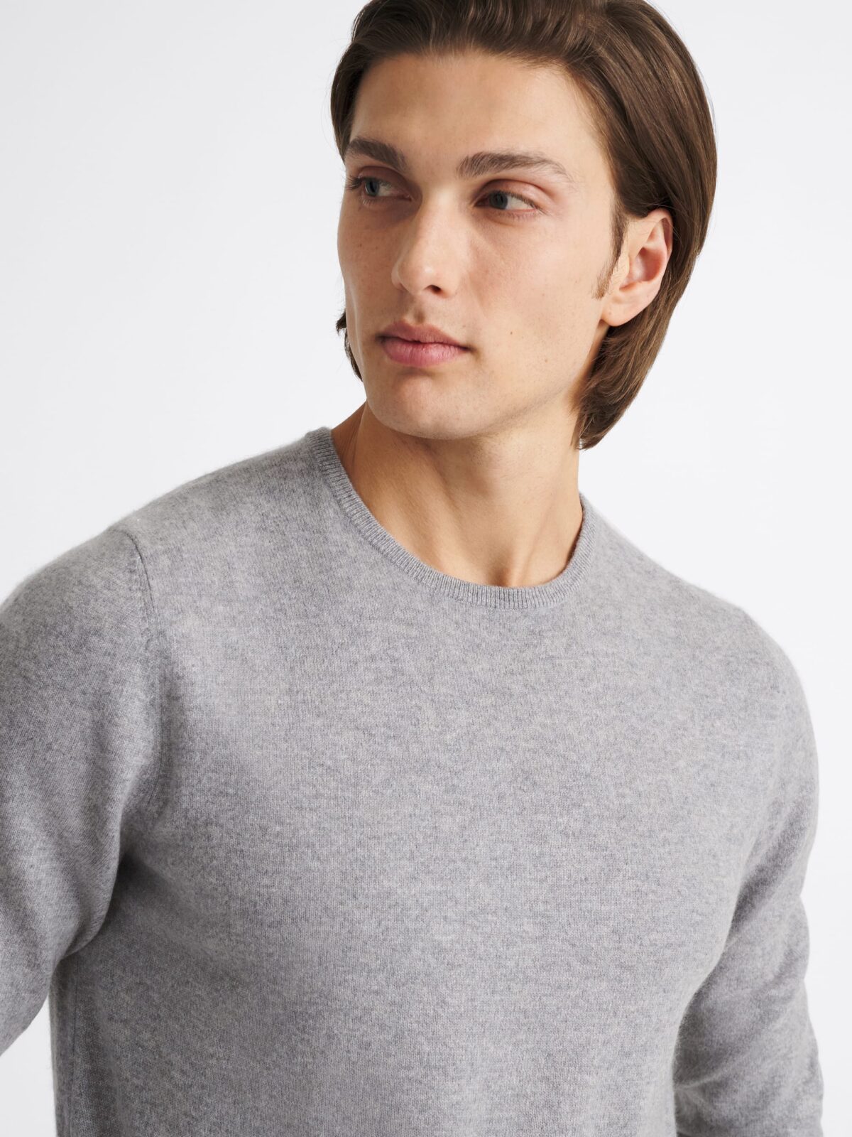 Light Grey Scottish Cashmere Crewneck Sweater - Proper Cloth Light Grey Scottish Cashmere Crewneck Sweater - Proper Cloth