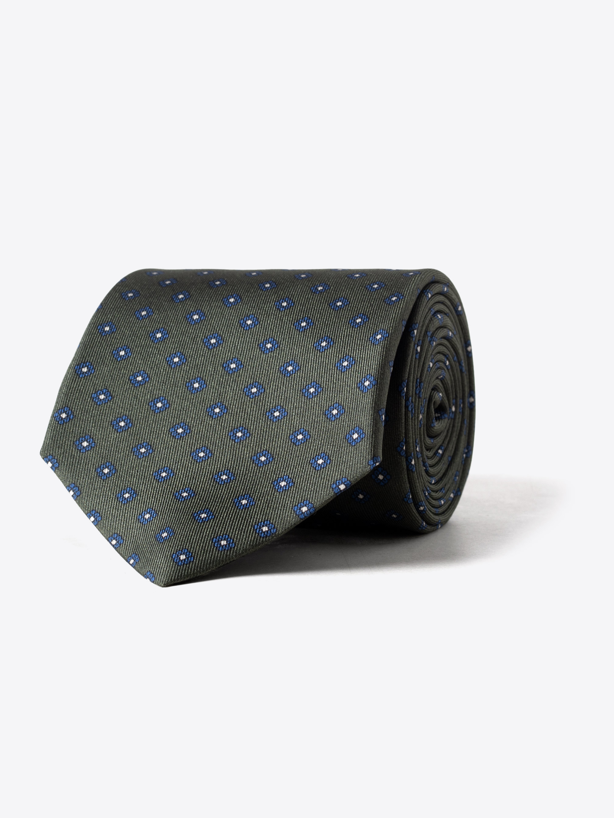 Zoom Image of Fatigue Small Foulard Print Silk Tie