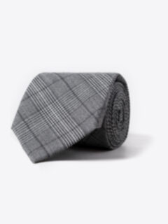 Grey Prince of Wales Check Wool Tie Product Thumbnail 1