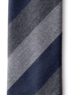 Navy and Grey Multi Stripe Wool and Silk Tie Product Thumbnail 3