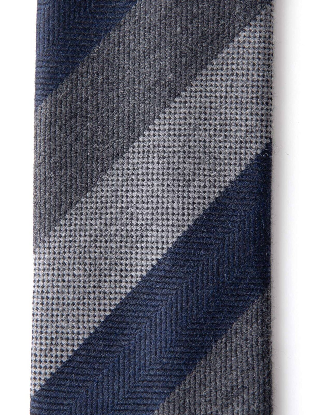 Navy and Grey Multi Stripe Wool and Silk Tie