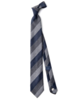 Navy and Grey Multi Stripe Wool and Silk Tie Product Thumbnail 2