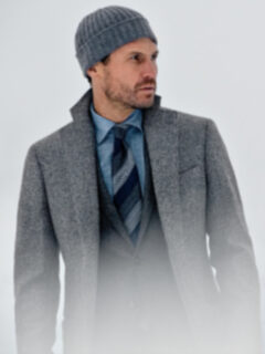 Navy and Grey Multi Stripe Wool and Silk Tie Product Thumbnail 5
