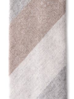 Beige Wide Multi Stripe Cashmere Tie Product Thumbnail 3