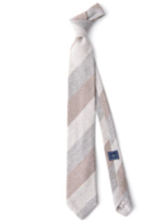 Beige Wide Multi Stripe Cashmere Tie Product Thumbnail 2