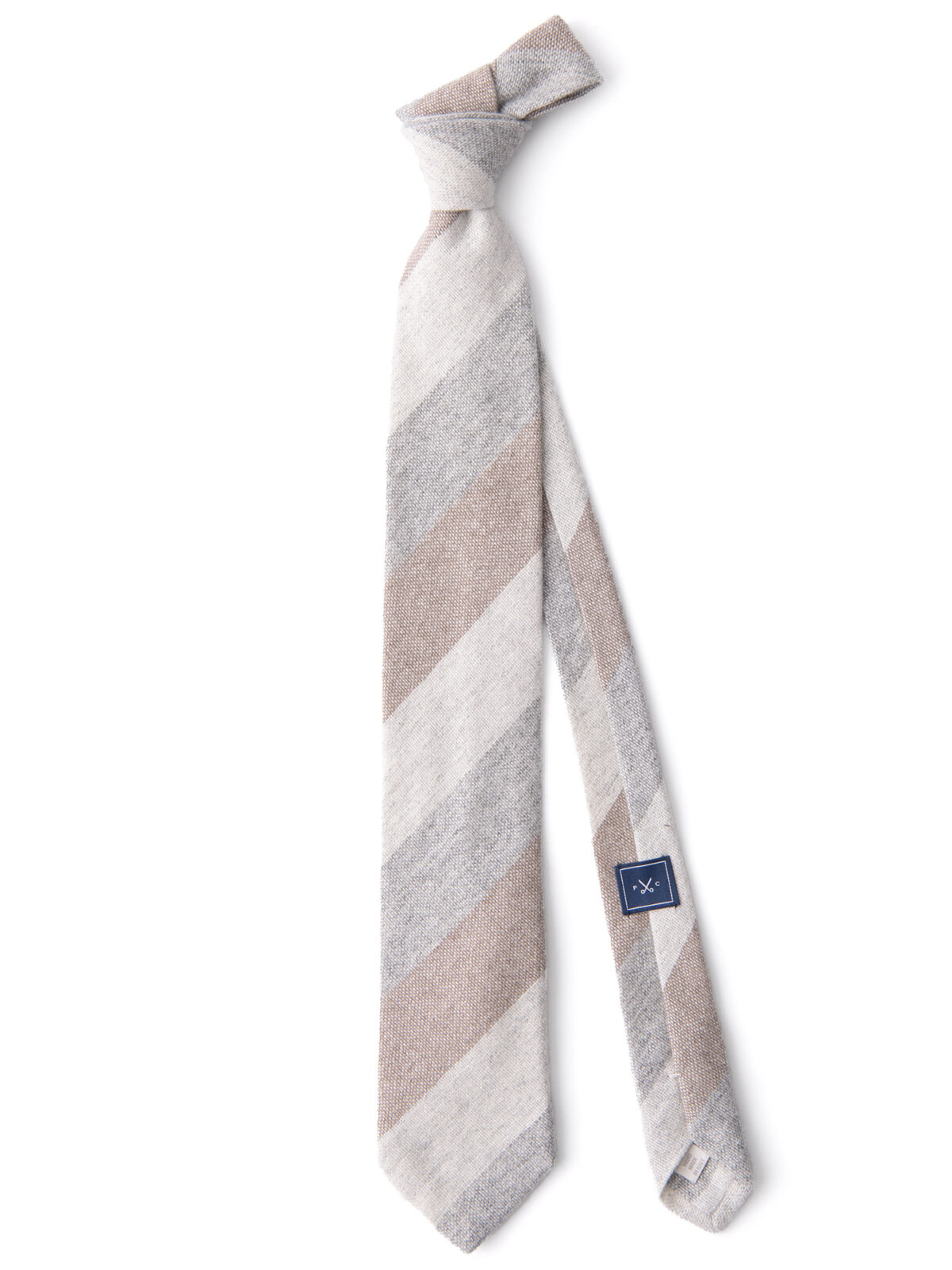 Beige Wide Multi Stripe Cashmere Tie
