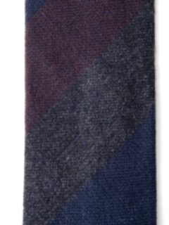 Navy Charcoal and Burgundy Wide Multi Stripe Cashmere Tie Product Thumbnail 3