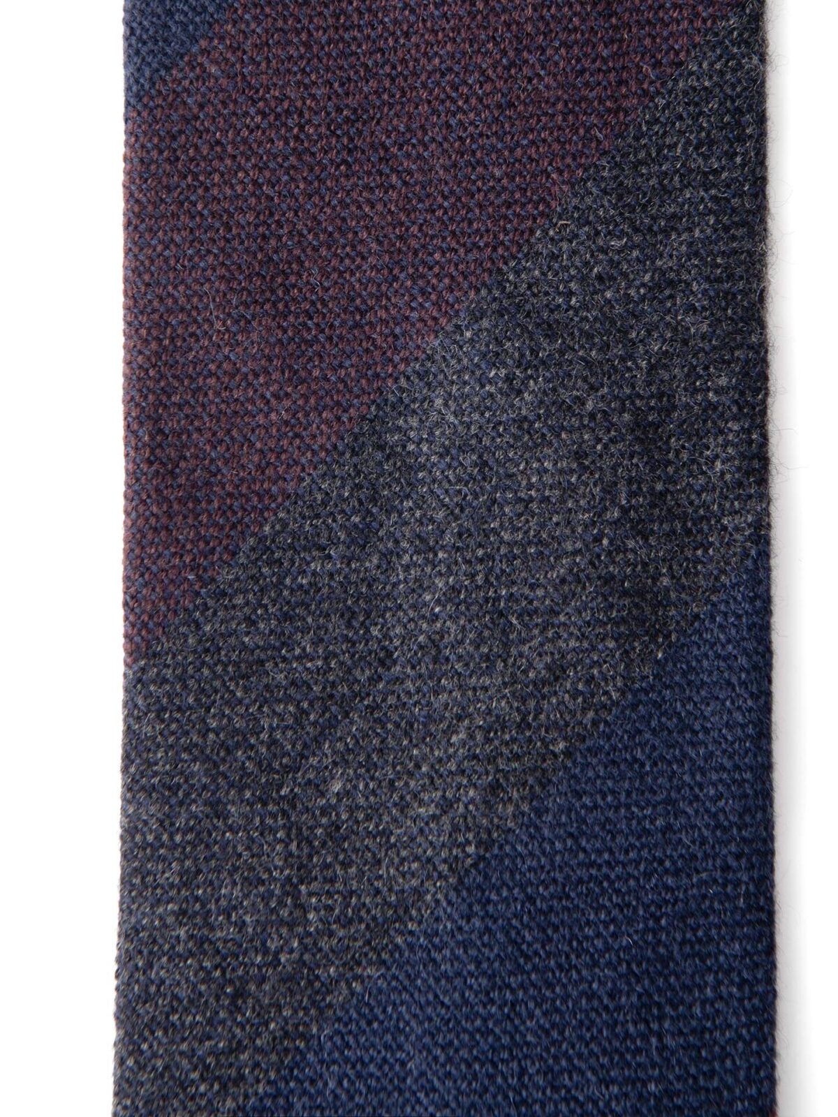 Navy Charcoal and Burgundy Wide Multi Stripe Cashmere Tie