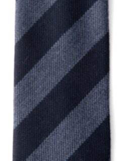 Navy and Light Blue Wool and Silk Striped Tie Product Thumbnail 3