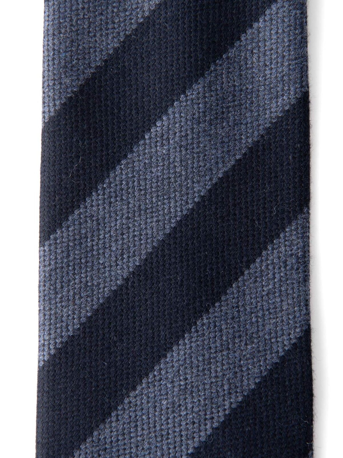 Navy and Light Blue Wool and Silk Striped Tie
