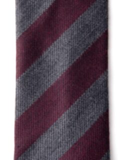 Burgundy and Grey Striped Wool and Silk Tie Product Thumbnail 3
