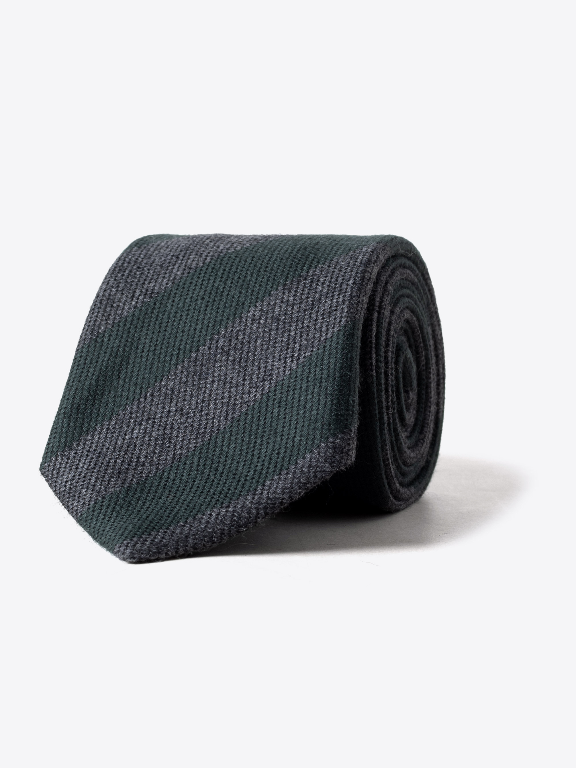 Zoom Image of Pine and Grey Wool and Silk Striped Tie