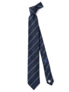 Blue and Grey Silk and Wool Grenadine Striped Tie Product Thumbnail 2