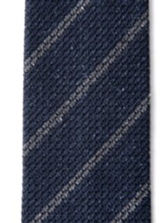 Blue and Grey Silk and Wool Grenadine Striped Tie Product Thumbnail 3