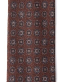 Rust Printed Wool Foulard Tie Product Thumbnail 3