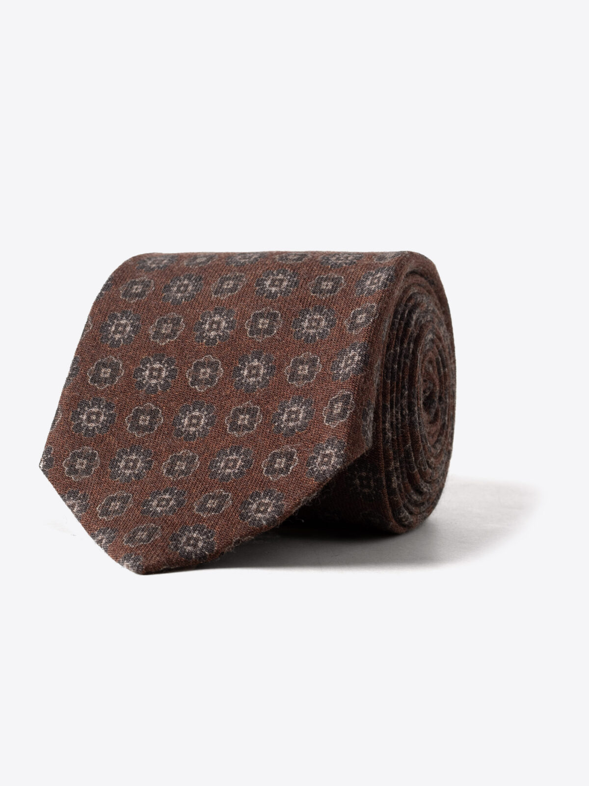 Rust Printed Wool Foulard Tie