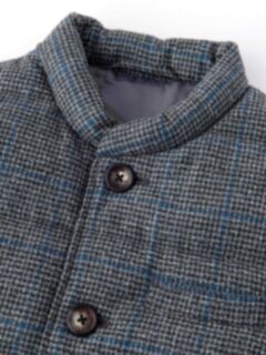 Cortina Grey and Blue Windowpane Wool Button Vest Product Thumbnail 2