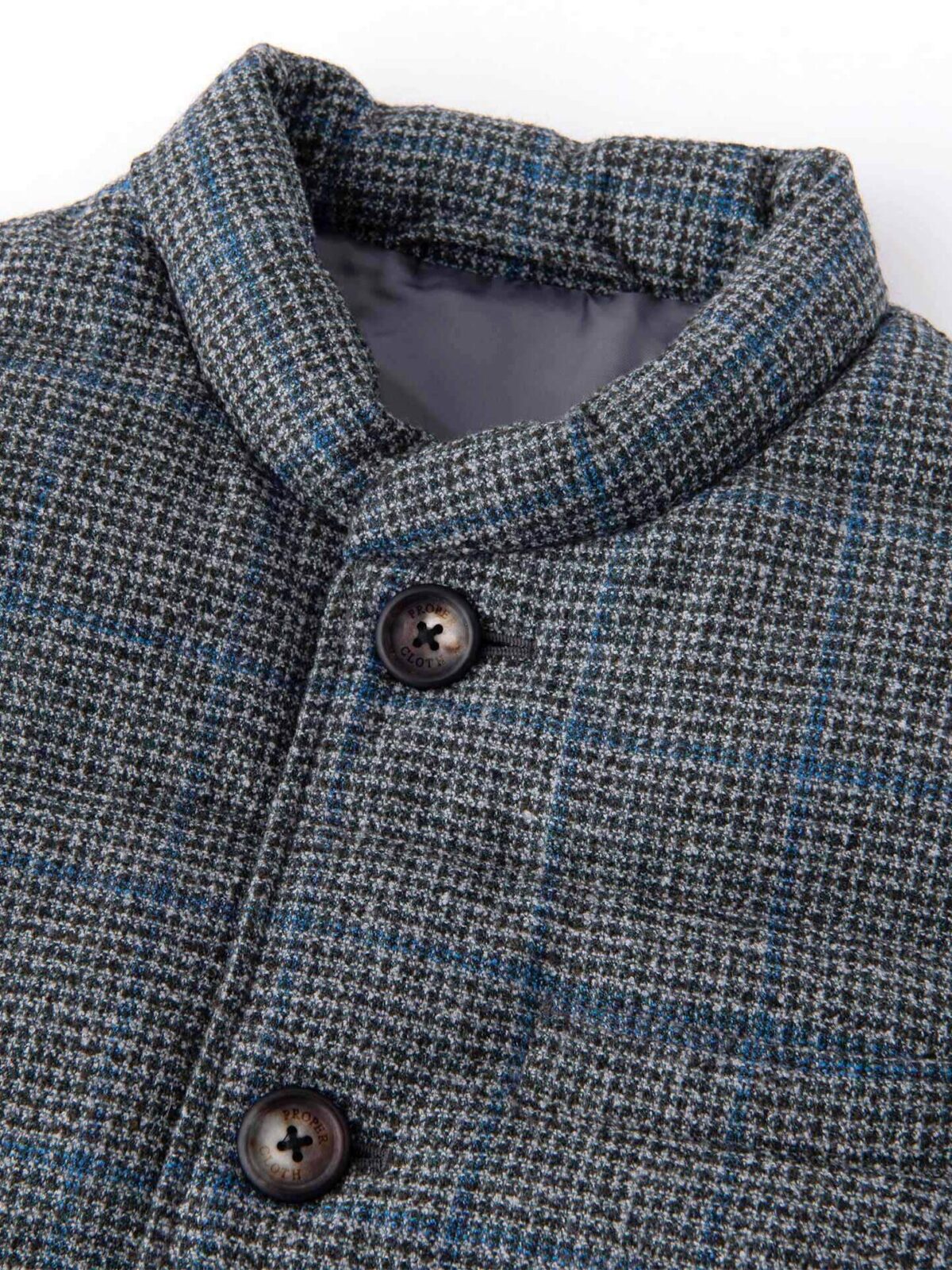 Cortina Grey and Blue Windowpane Wool Button Vest