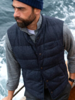 Cortina Navy Plaid Donegal Wool Snap Vest Product Thumbnail 5