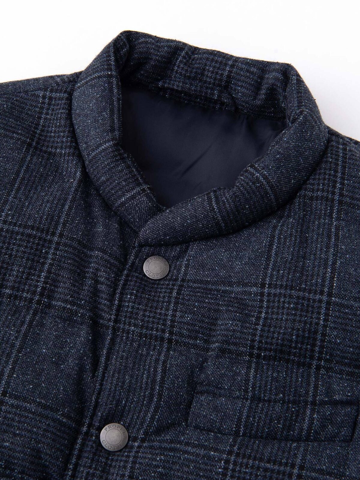 Cortina Navy Plaid Donegal Wool Snap Vest