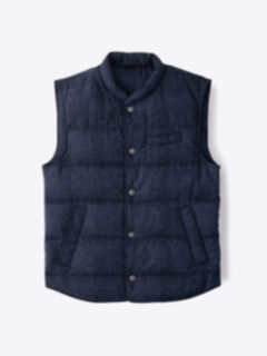 Cortina Navy Plaid Donegal Wool Snap Vest Product Thumbnail 1