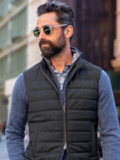 Brera II Dark Grey Merino Wool Zip Vest Product Thumbnail 6