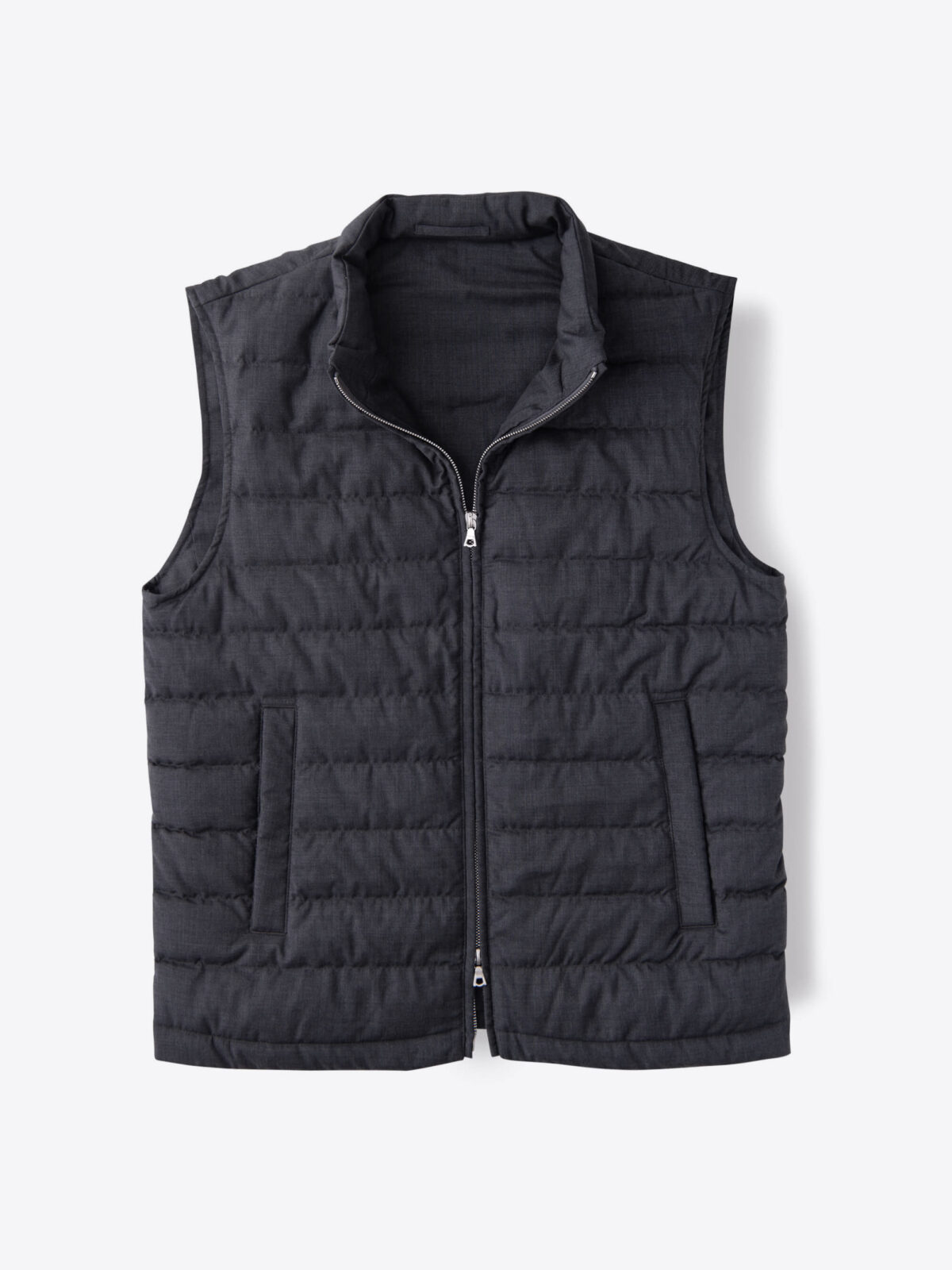 Brera II Dark Grey Merino Wool Zip Vest