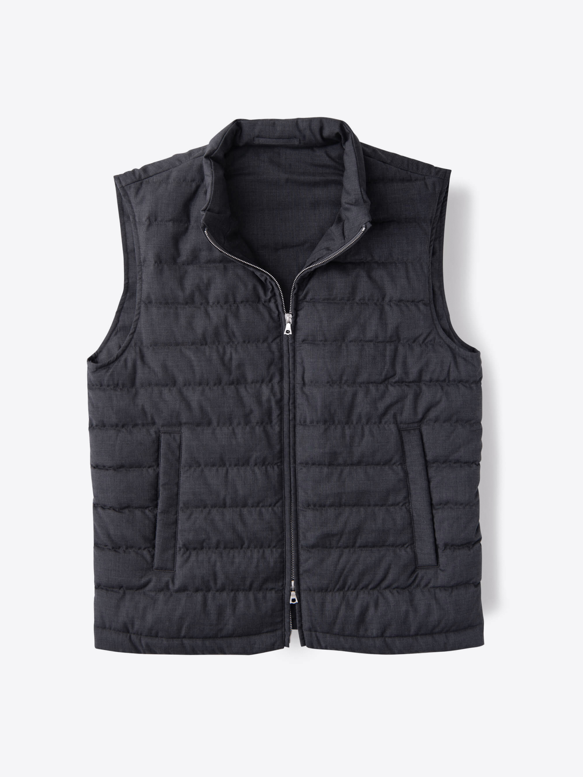 Zoom Image of Brera II Dark Grey Merino Wool Zip Vest