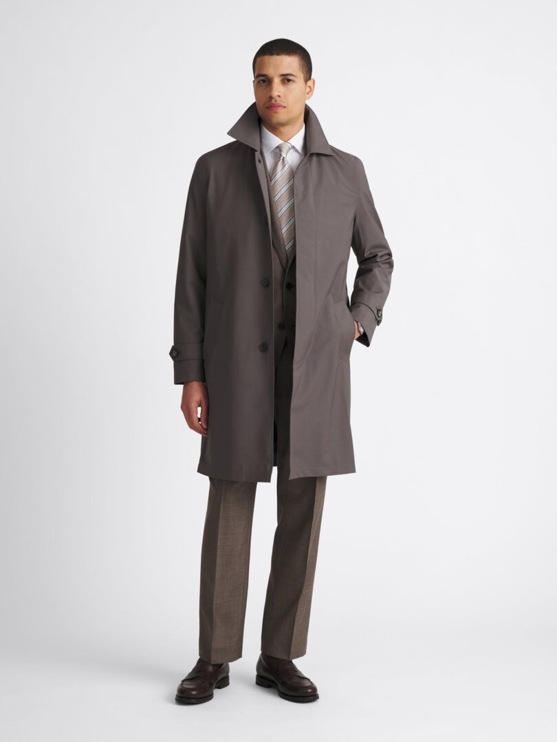 Bond Grey Technical Wool Raincoat Thumb Detail