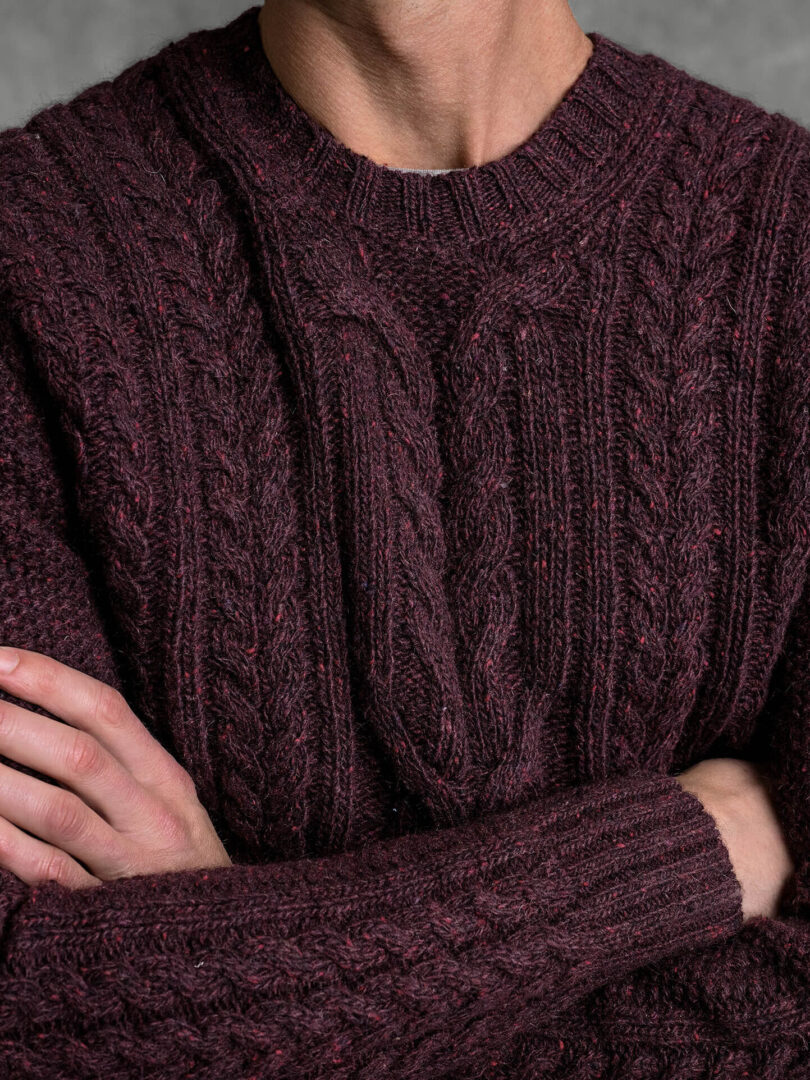 Wool and Cashmere Aran Crewneck Sweater - Proper Cloth