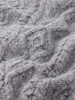 Light Grey Italian Wool and Cashmere Aran Turtleneck Sweater Product Thumbnail 3
