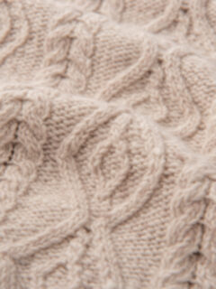 Beige Italian Wool and Cashmere Aran Crewneck Sweater Product Thumbnail 5