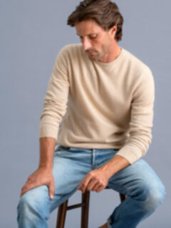 Light Camel Cashmere Crewneck Sweater Product Thumbnail 2