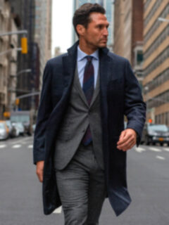 Bleecker Navy Plaid Wool and Cashmere Coat Product Thumbnail 8