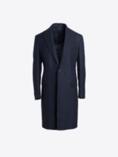 Shop Bleecker Navy Plaid Wool and Cashmere Coat
